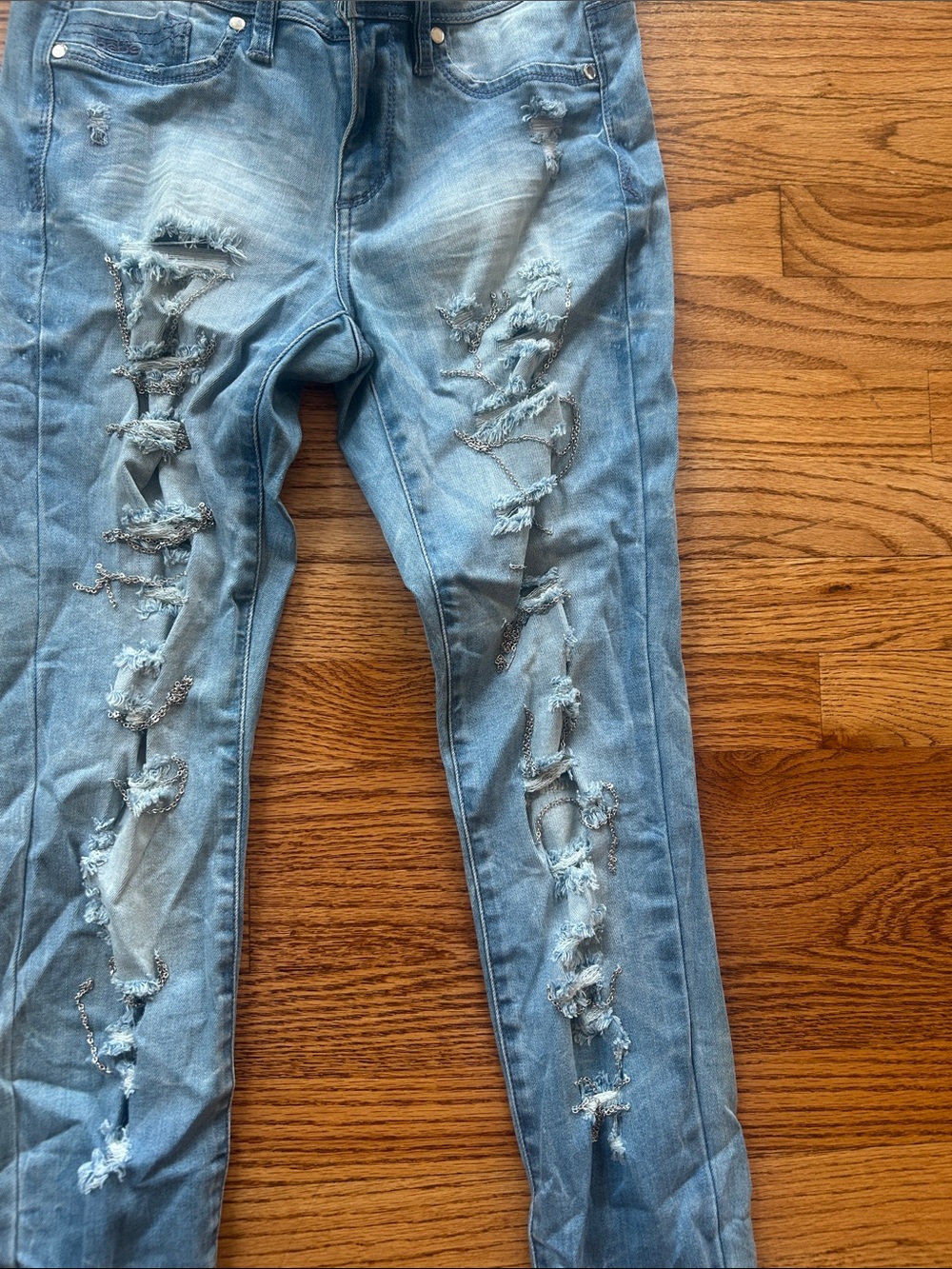 Bebe Silver Chain Jeans (See measurements) - Picture 3 of 12